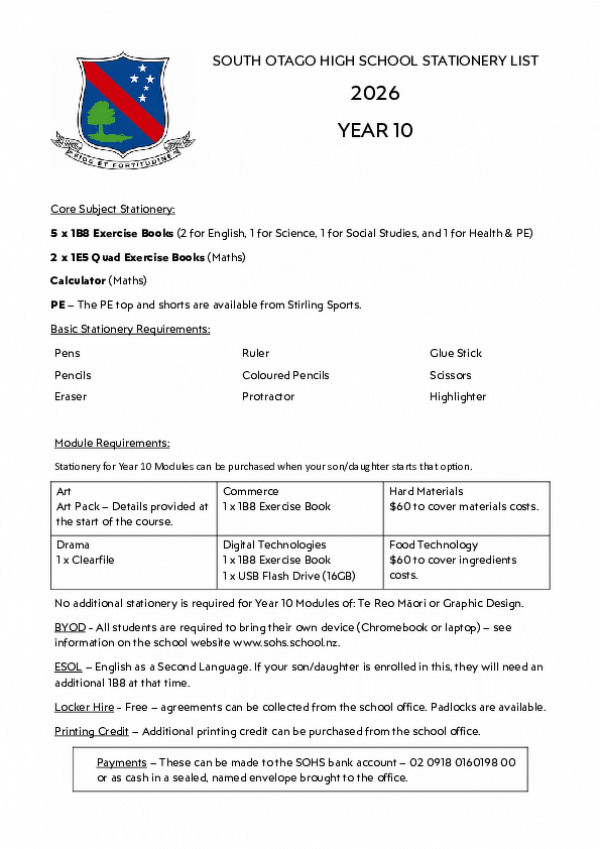2024 Stationary List Year 10 Img