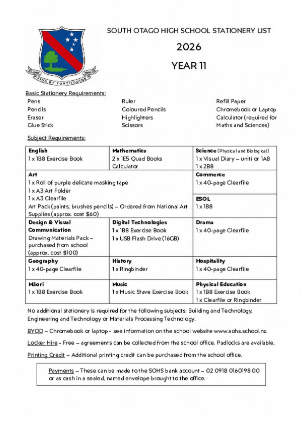2023 Stationary List Year 11 Img