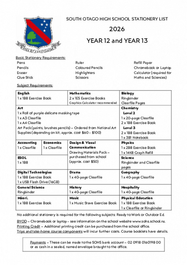 2023 Stationary List Year 12 13 Img