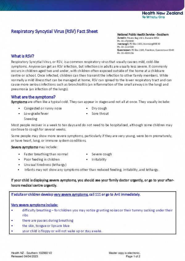 Updated Respiratory Syncytial Virus Fact Sheet (003)